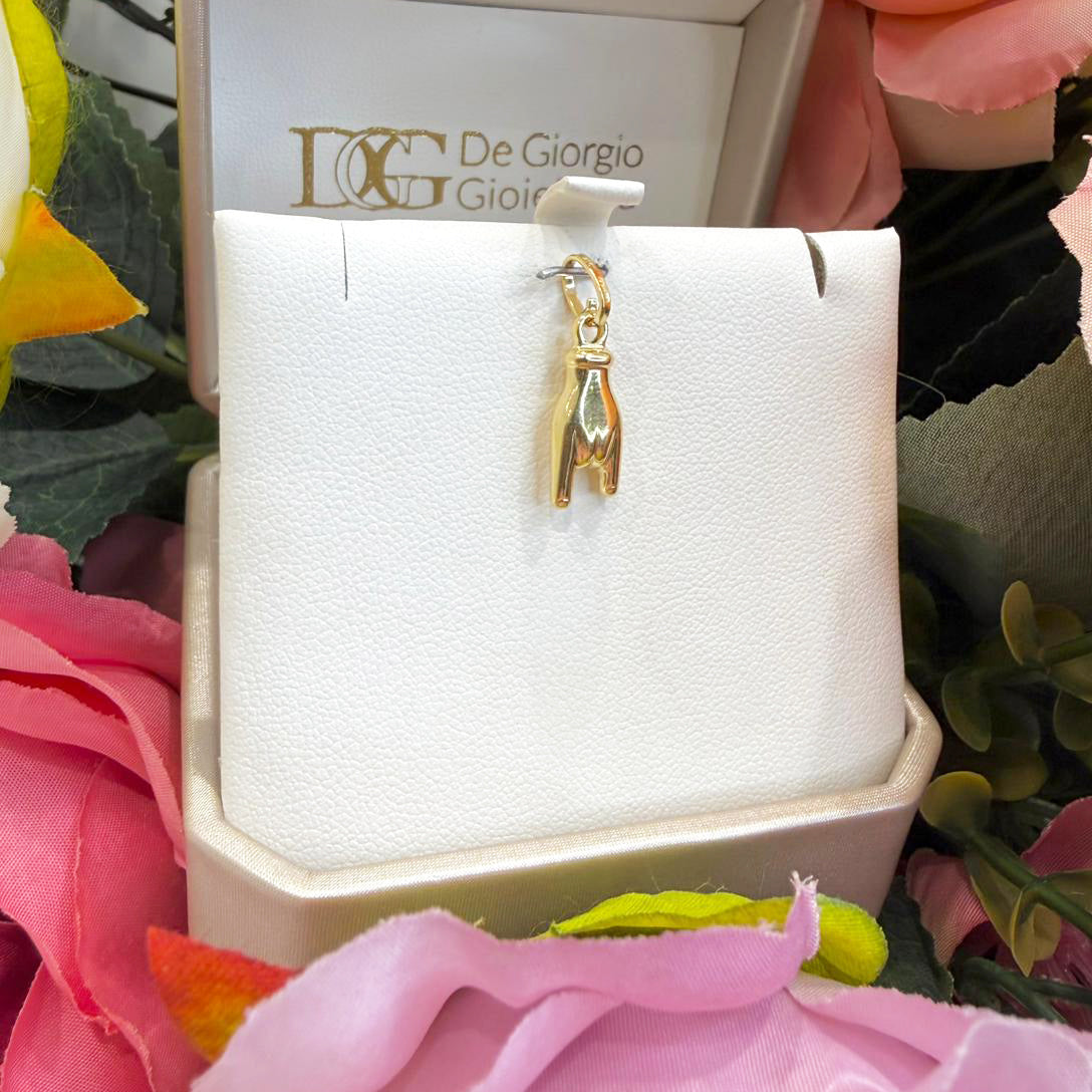 Ciondolo mano portafortuna unisex in oro giallo 18 Kt (750)