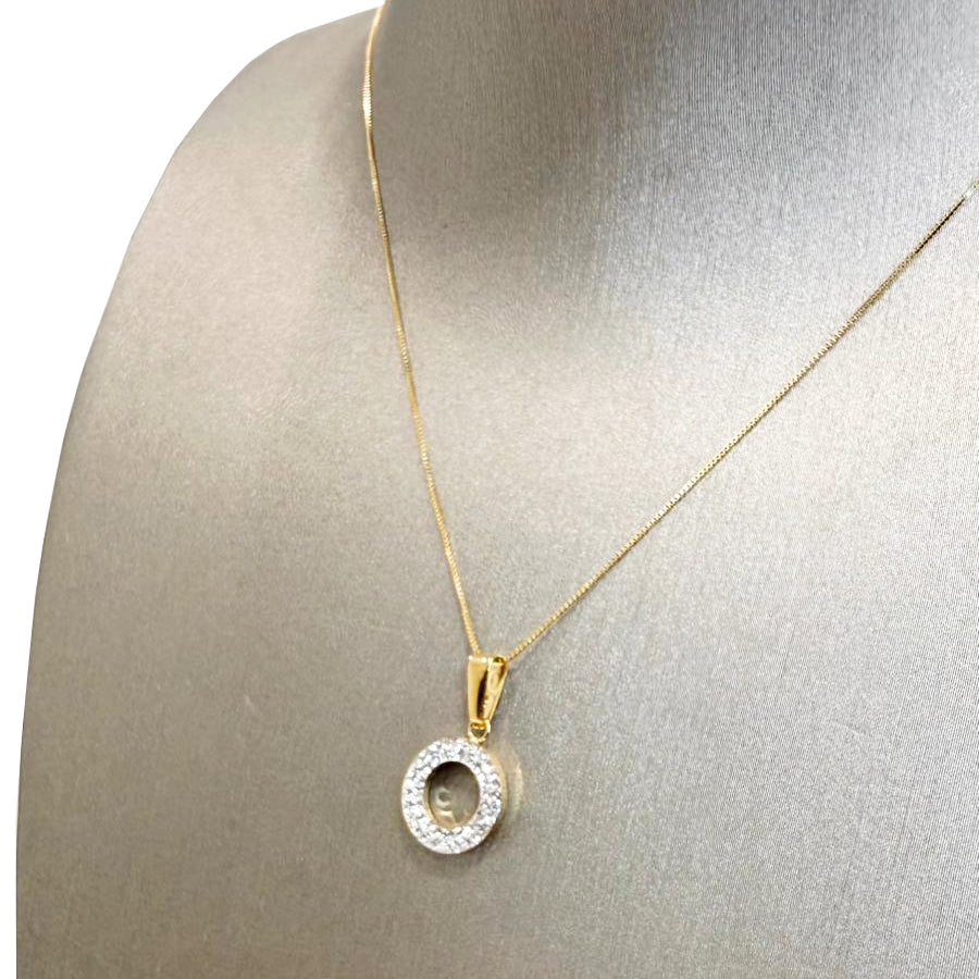 Ciondolo cerchio da donna con zirconi in oro giallo 18Kt (750)