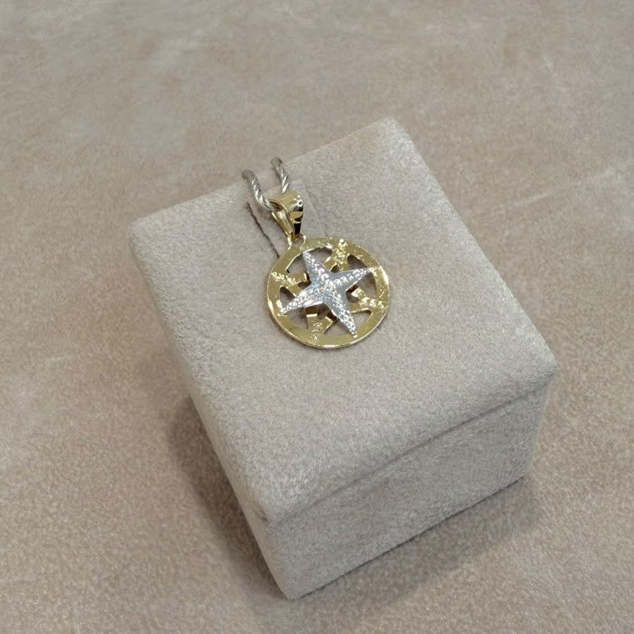 Pendente Rosa dei Venti con Stella Marina in Oro 18 KT