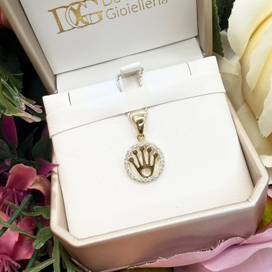 Pendente in Oro Giallo 18 KT con Zirconi