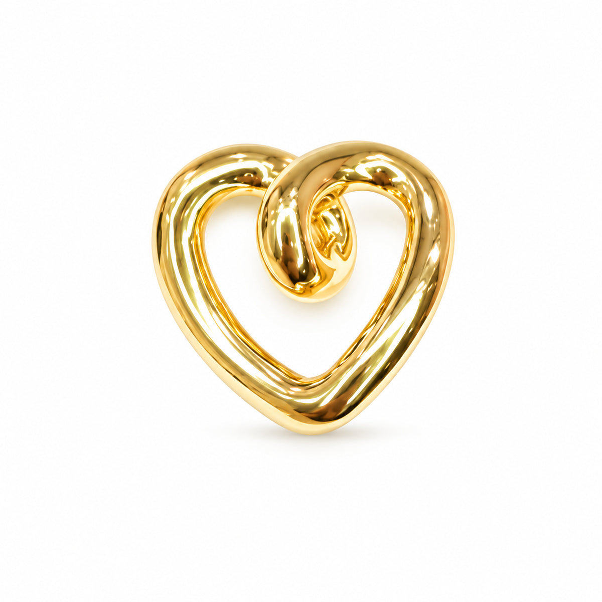 PENDENTE CUORE APERTO BOMBATO IN ORO GIALLO 18 KT