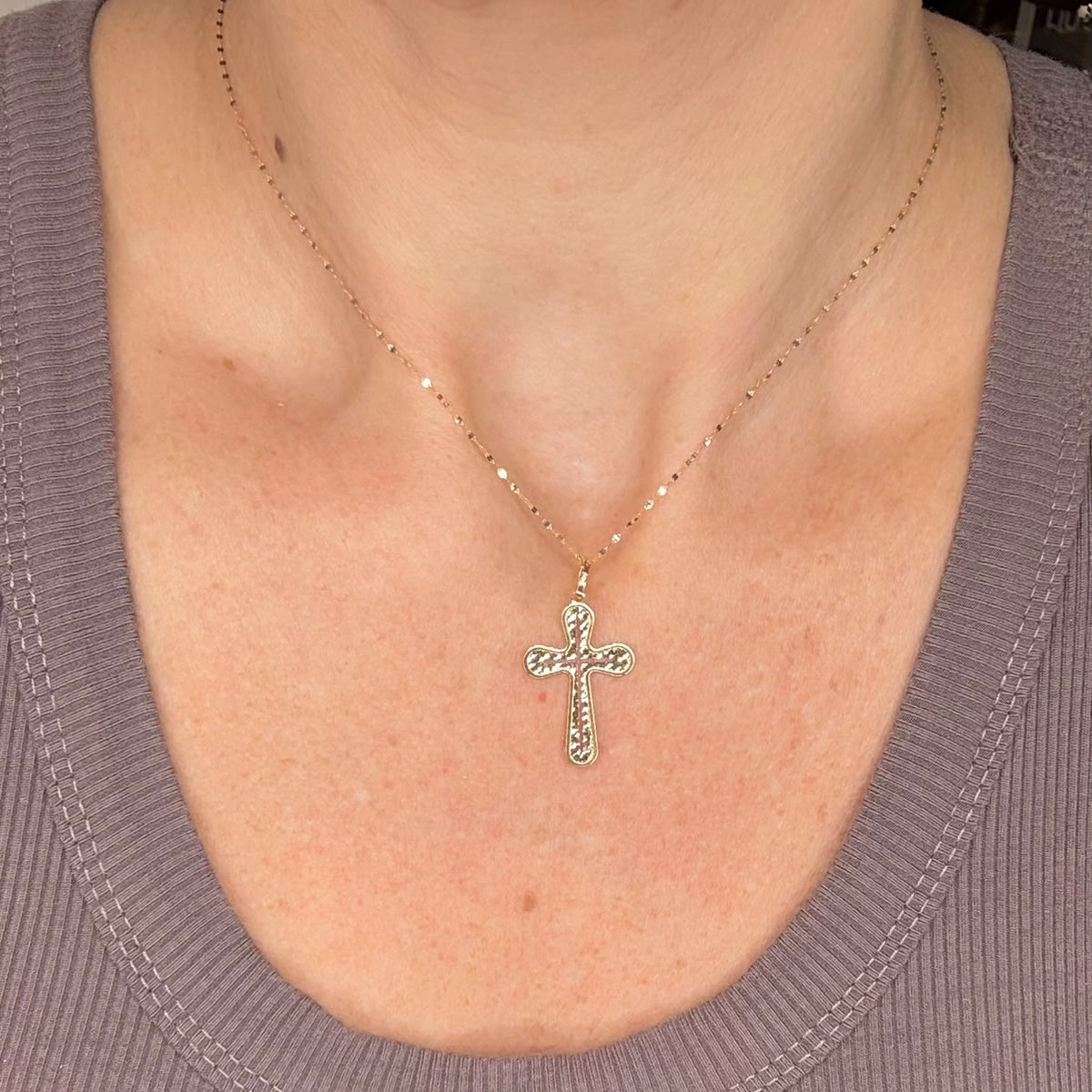 CIONDOLO CROCE IN ORO GIALLO 18 KT (750) CON COLLANA