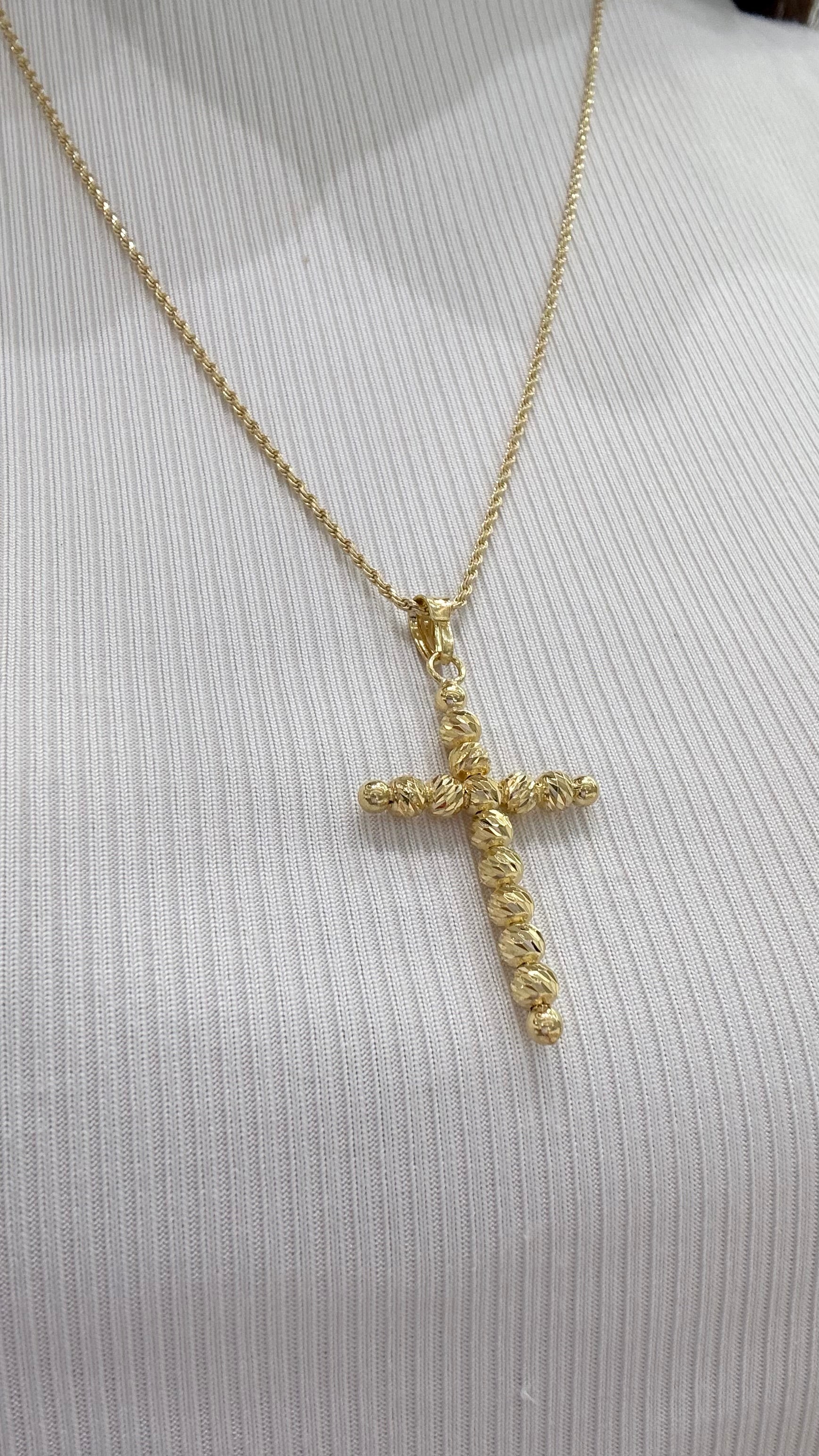 COLLANA UNISEX CON PENDENTE CROCE IN ARGENTO 925 DORATO