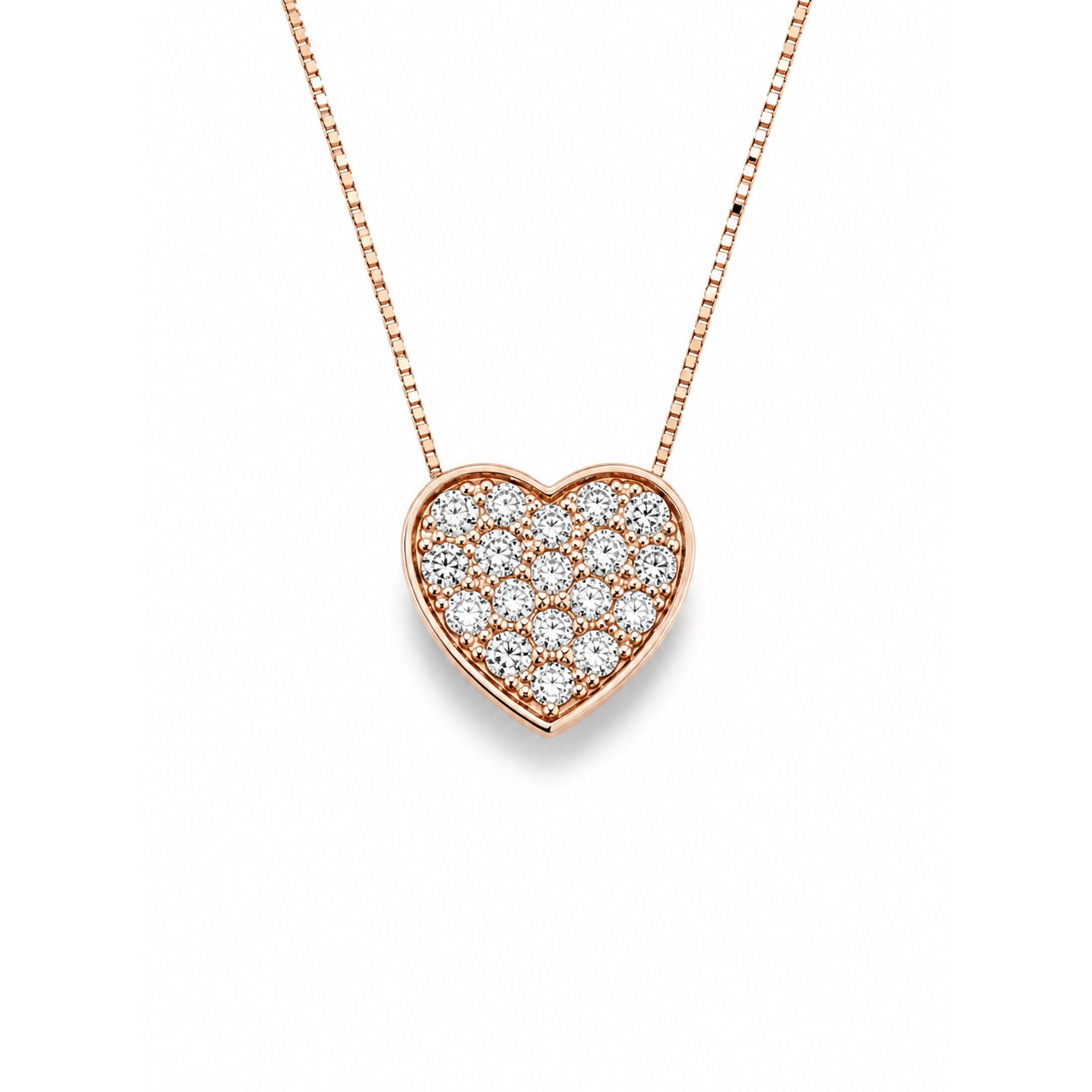 COLLANA CON CUORE IN ORO ROSA 18 CARATI E DIAMANTI