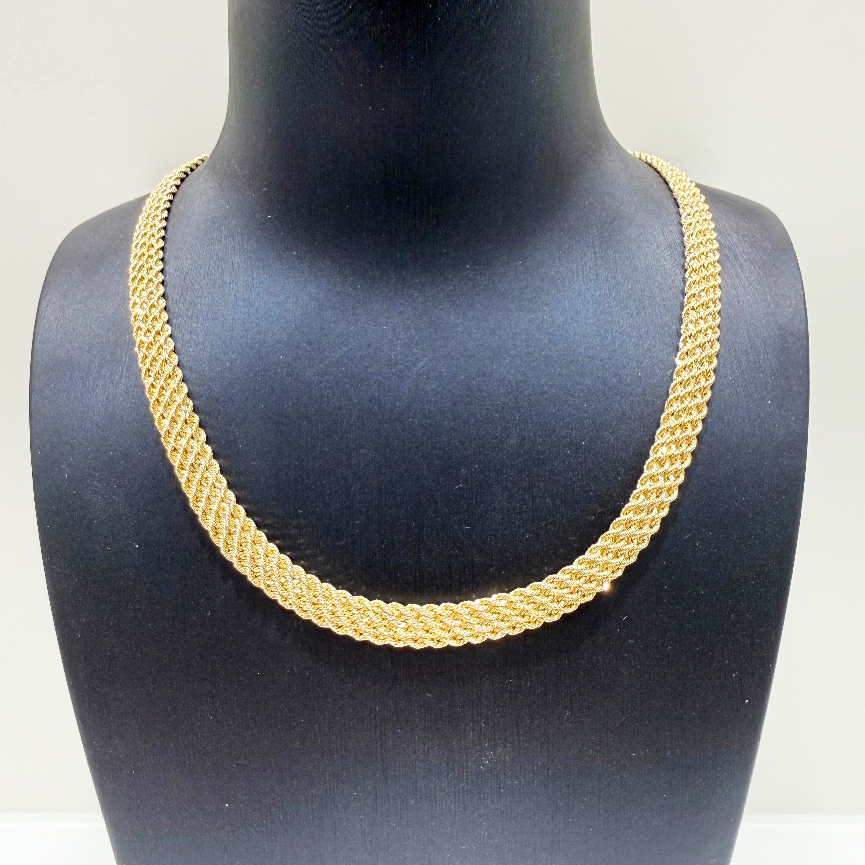Collana torchon in oro giallo 18KT (750) maglia intrecciata – Made in Italy