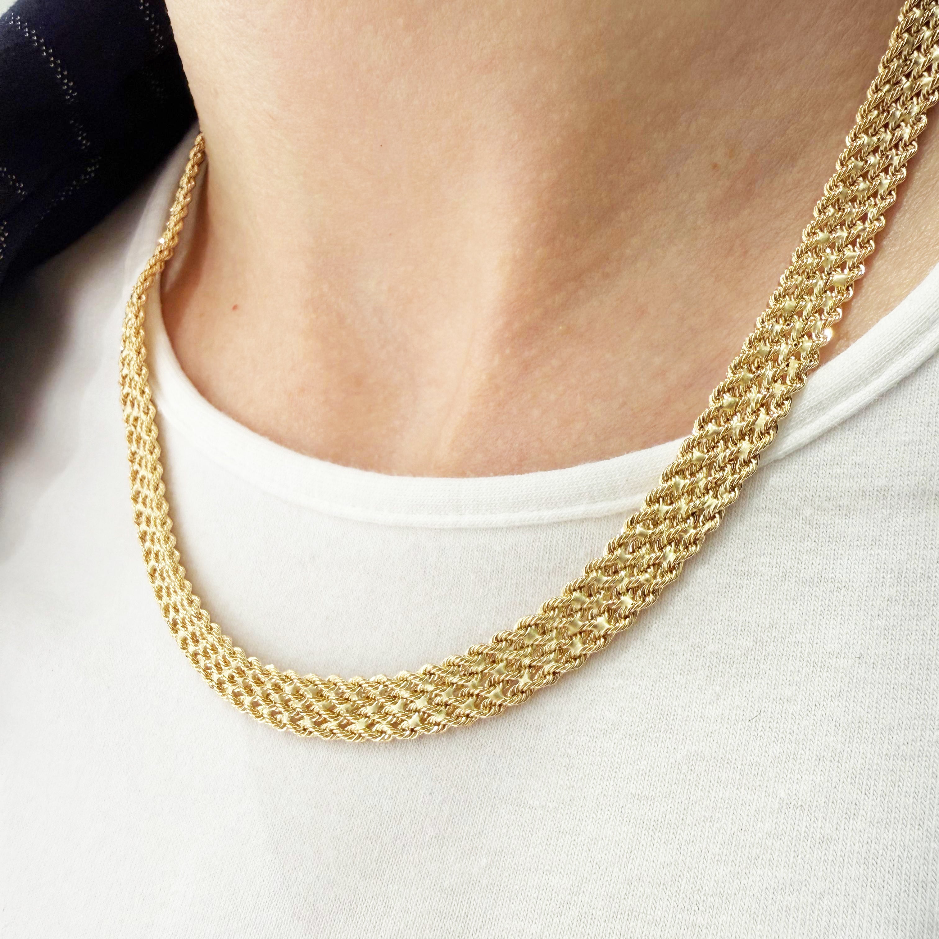 Collana torchon in oro giallo 18KT (750) maglia intrecciata – Made in Italy