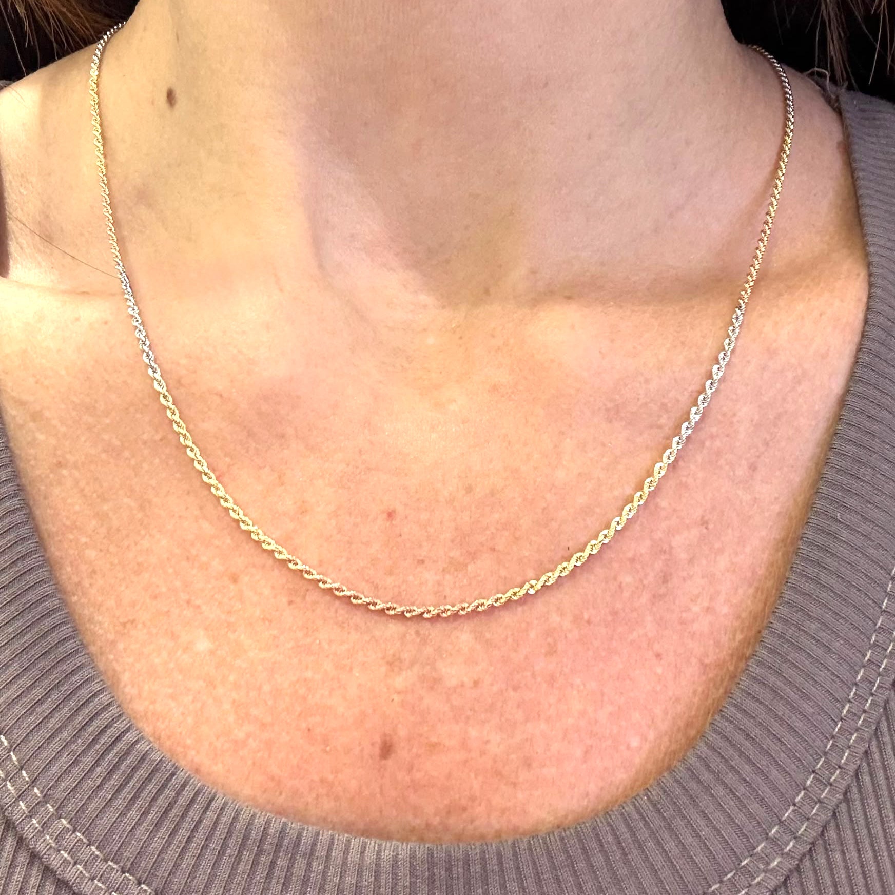 Collana a maglia torchon tricolore in oro 18 KT (750)