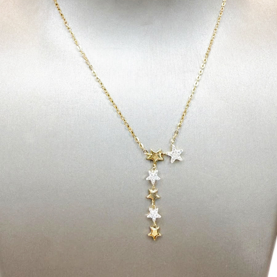 Collana con stelle e zirconi in oro giallo 18 KT (750)