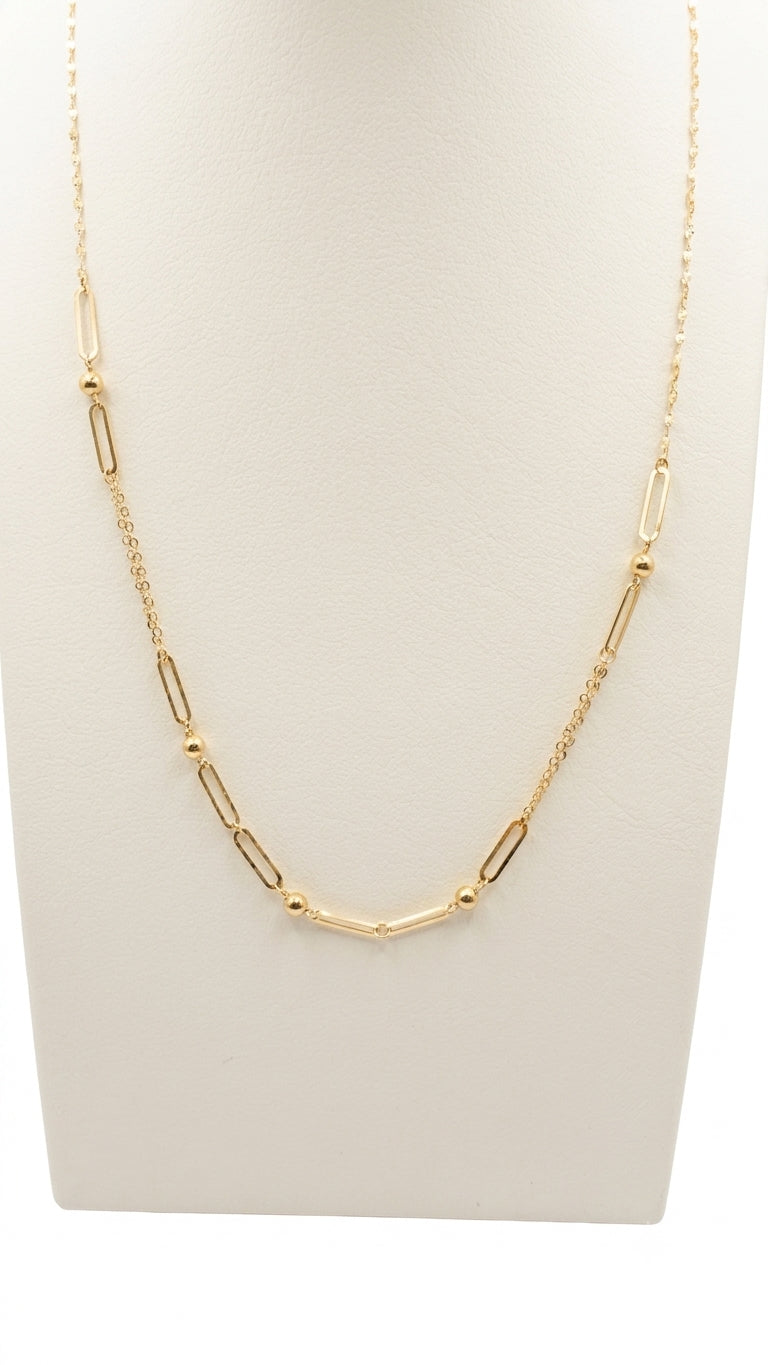 Collana con maglie geometriche e sfere in oro giallo 18 KT (750)