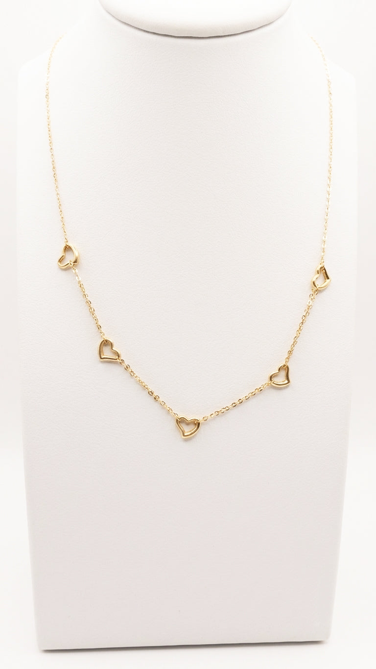 Collana con cuori traforati in oro giallo 18 KT (750)