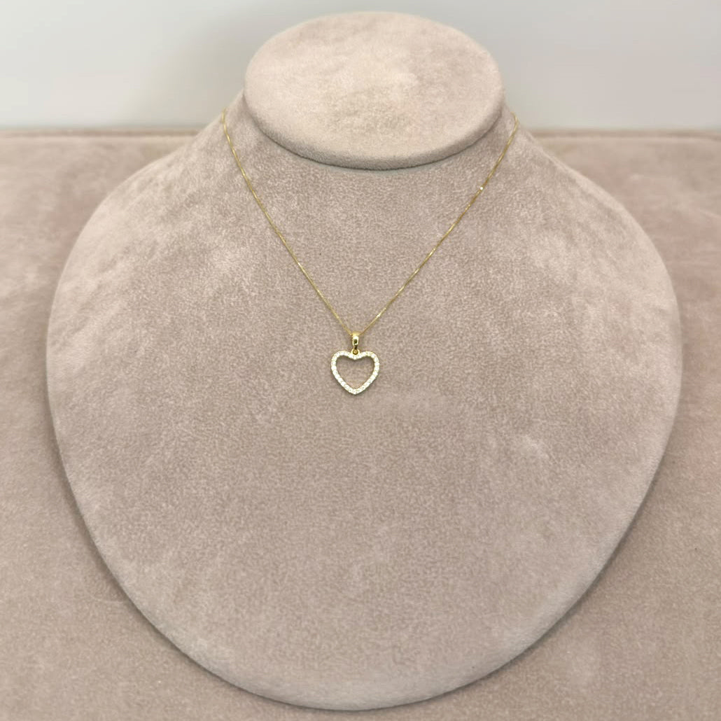 COLLANA CON PENDENTE CUORE E ZIRCONI IN ORO GIALLO 18 KT
