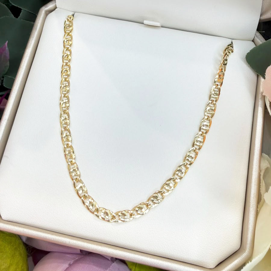 COLLANA UOMO A MAGLIA MARINARA LAVORATA IN ORO GIALLO 18 KT (750)