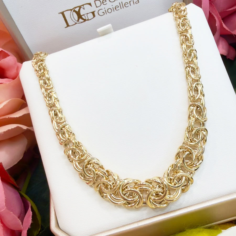COLLANA A MAGLIE INTRECCIATE DEGRADÉ IN ORO GIALLO 18 KT (750)
