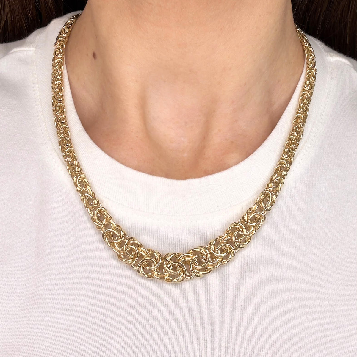 COLLANA A MAGLIE INTRECCIATE DEGRADÉ IN ORO GIALLO 18 KT (750)