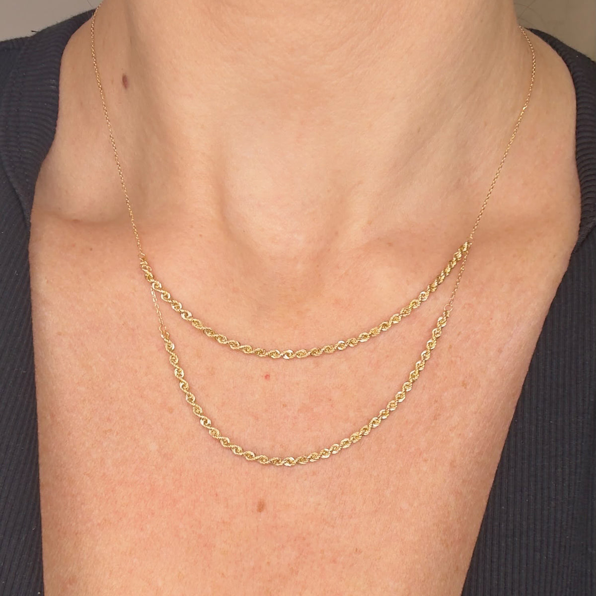 COLLANA DOPPIO FILO TORCHON IN ORO GIALLO 18 KT (750)
