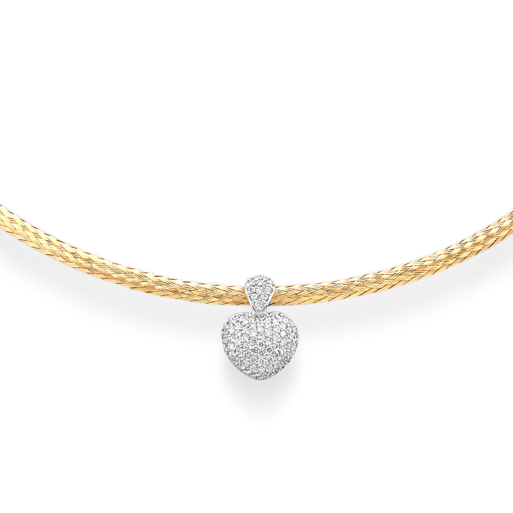 COLLANA CON CUORE IN ORO GIALLO 18 CARATI E DIAMANTI