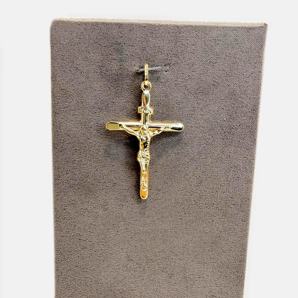 Ciondolo croce con Cristo da uomo in oro giallo 18 Kt (750)