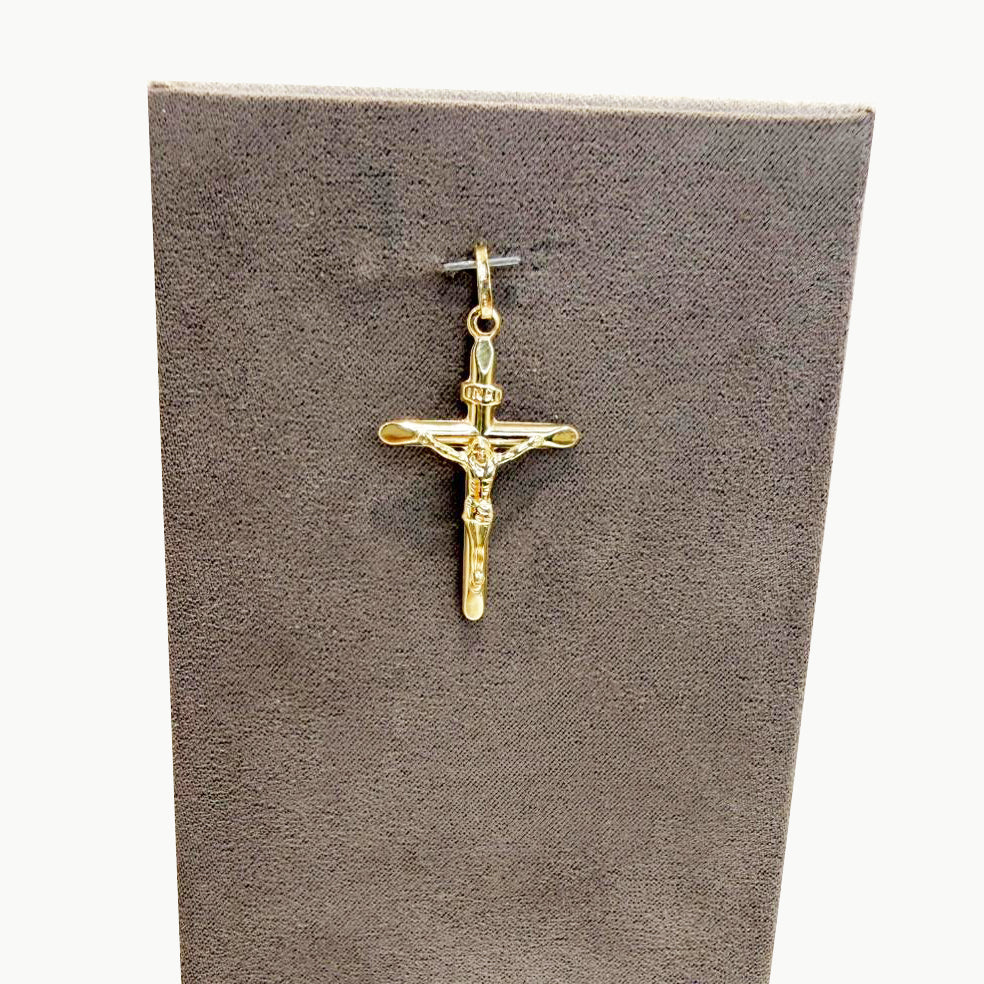 Ciondolo croce con Cristo da uomo in oro giallo 18 Kt (750)