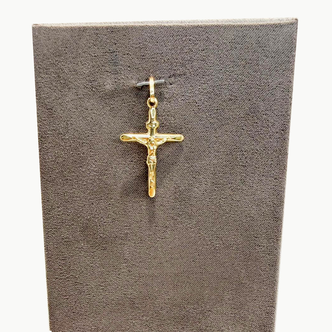 Ciondolo croce con Cristo da uomo in oro giallo 18 Kt (750)