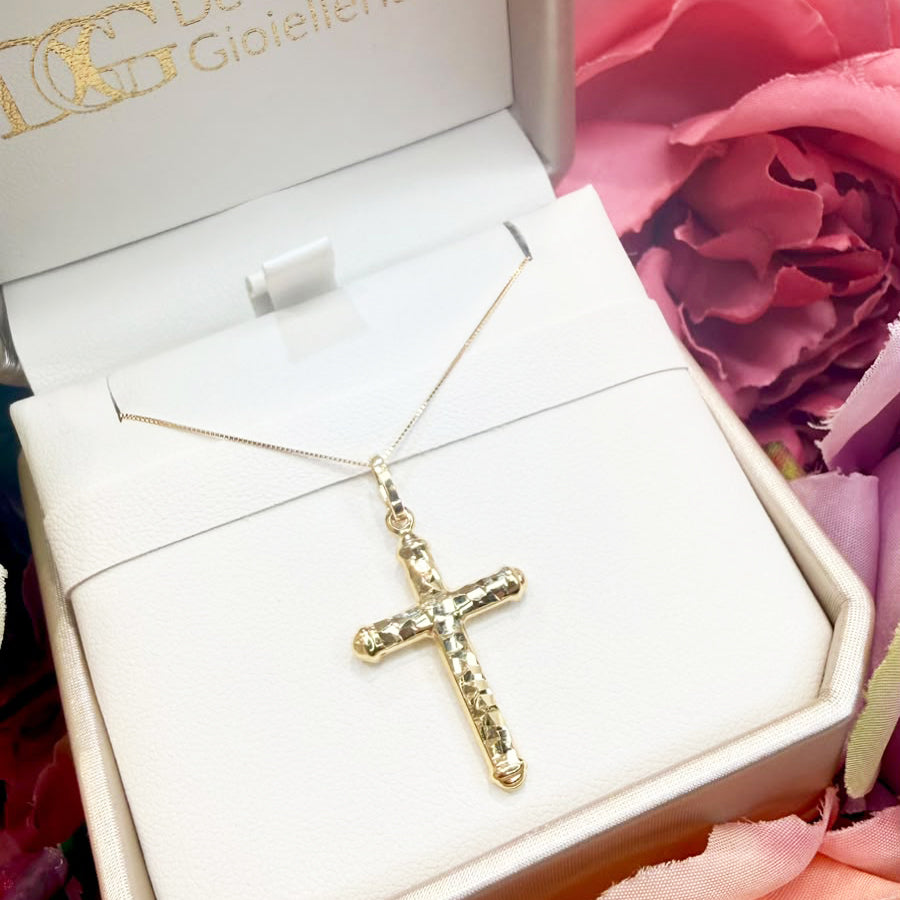 Croce sfaccettata in oro giallo 18 KT (750)