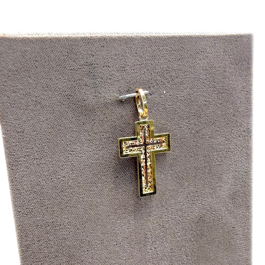 Ciondolo Croce lavorata in oro giallo 18 KT (750)