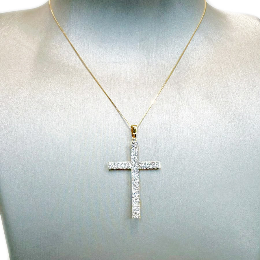 Collana con Croce zirconata in oro giallo 18 KT (750)
