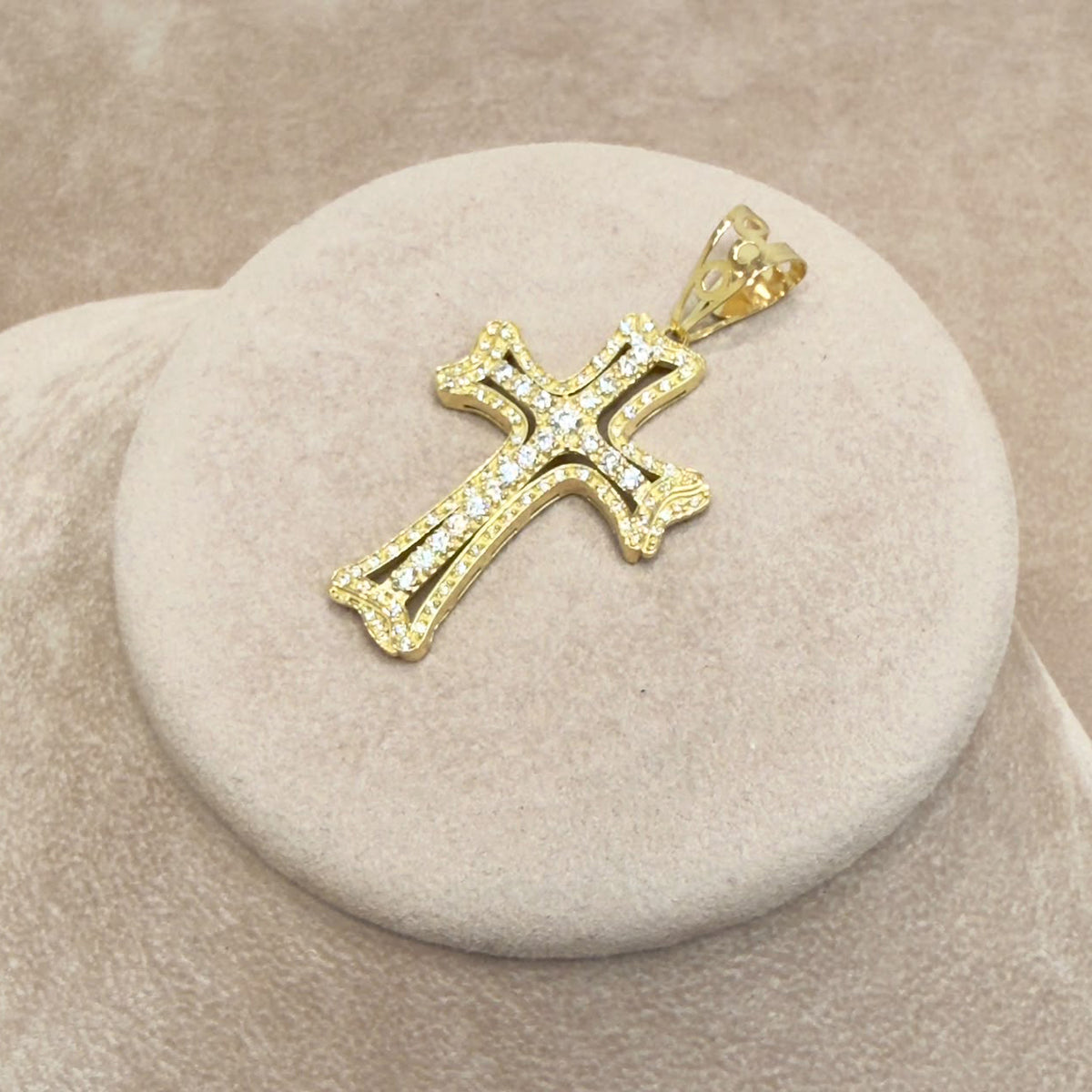 PENDENTE CROCE UOMO IN ORO GIALLO 18 KT (750) CON ZIRCONI