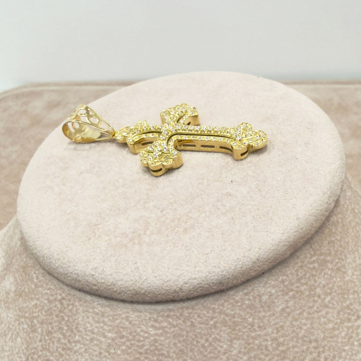 PENDENTE CROCE UOMO IN ORO GIALLO 18 KT (750) CON ZIRCONI