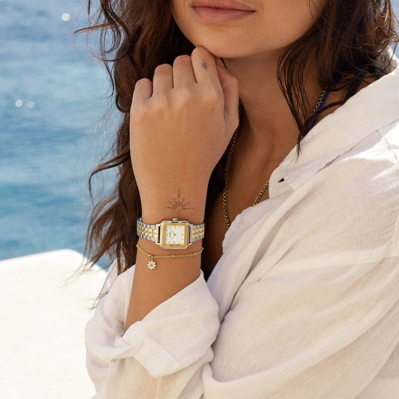 CLUSE GRACIEUSE GOLD AND SILVER WHITE DIAL WATCH |24MM|