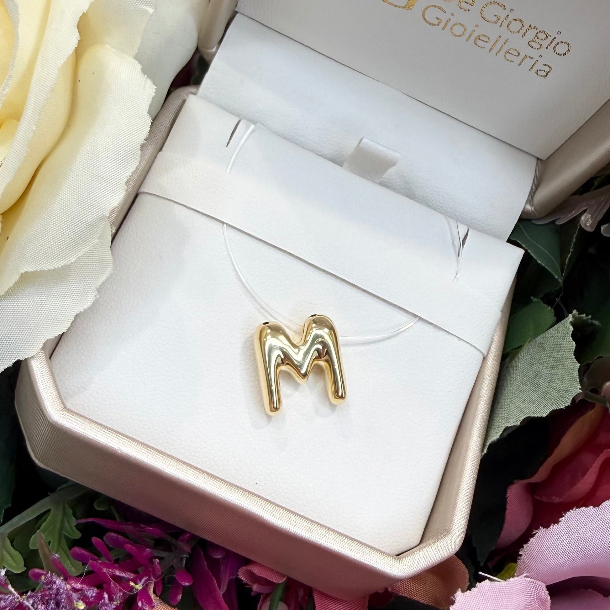 Ciondolo Lettera Bubble in Oro Giallo 18 Kt (750)