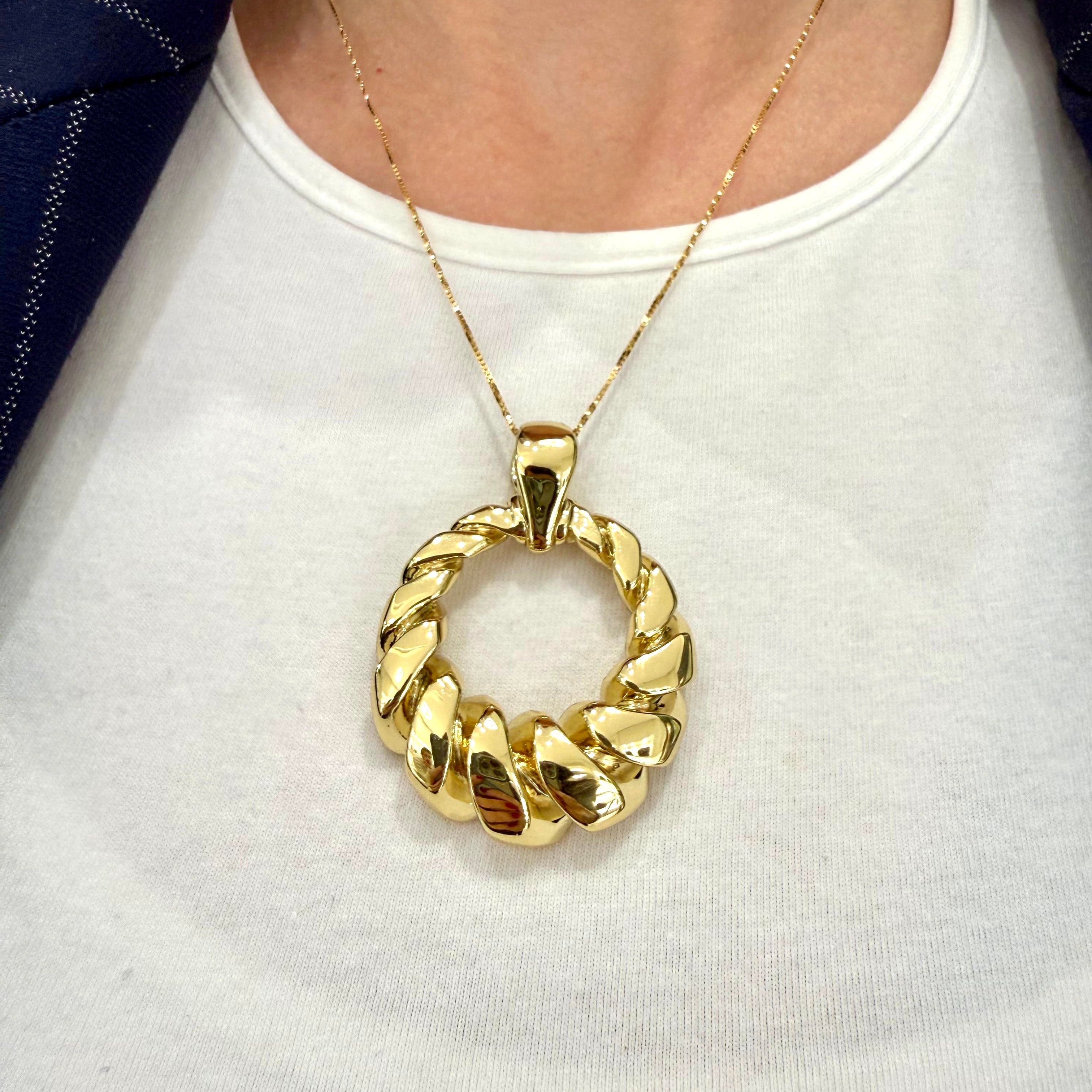 Pendente in Oro Giallo 18KT (750) Intrecciato a Cerchio – Made in Italy