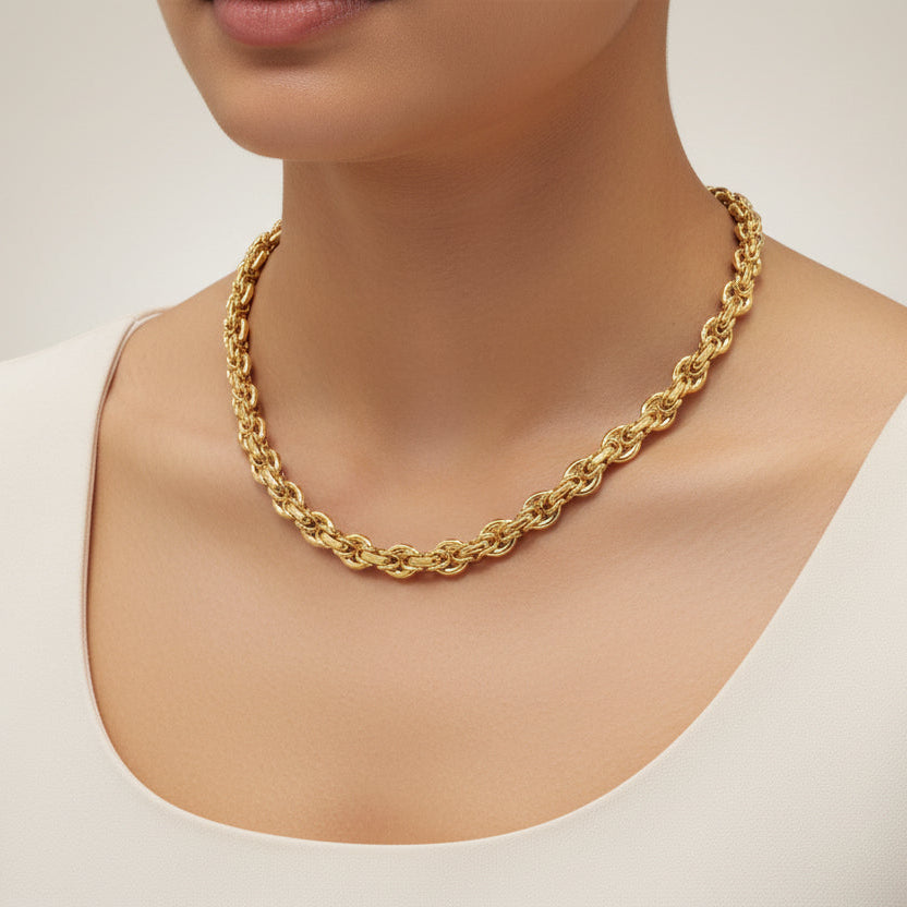 Collana in Oro Giallo 18KT a Maglie Intrecciate – Made in Italy