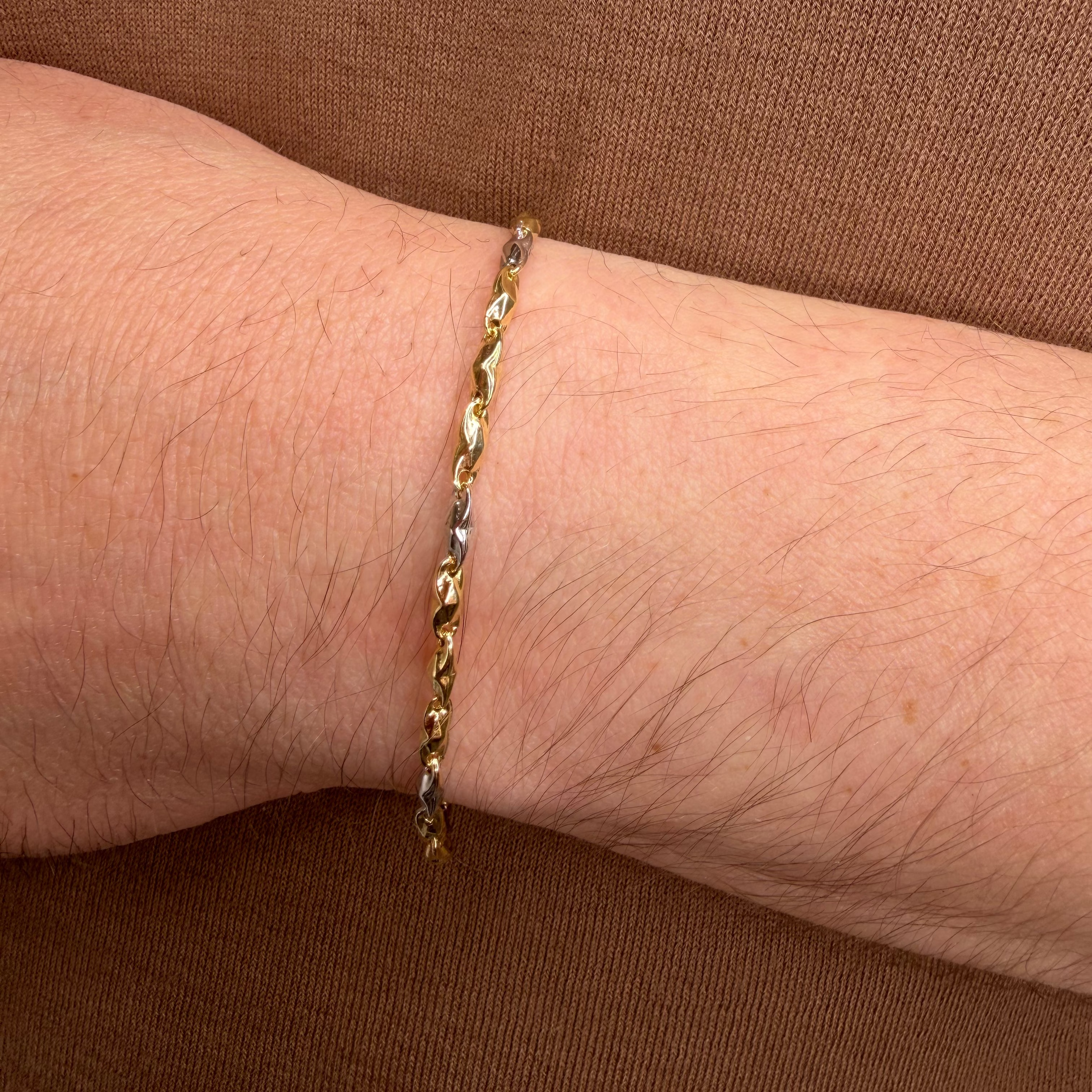 BRACCIALE UOMO BICOLORE IN ARGENTO 925 DORATO E SILVER