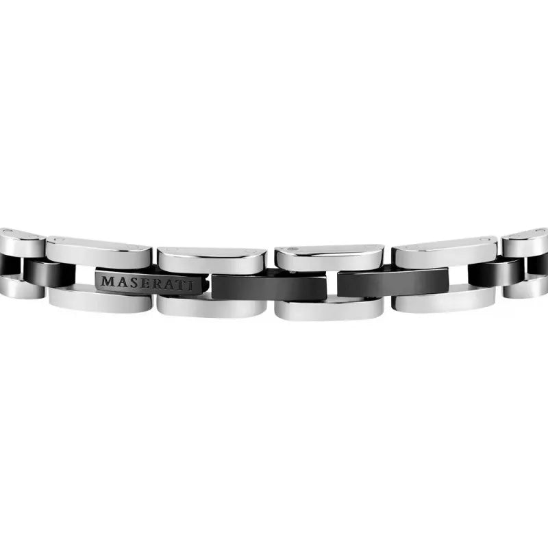 MASERATI MEN'S BRACELET IN SILVER AND BLACK