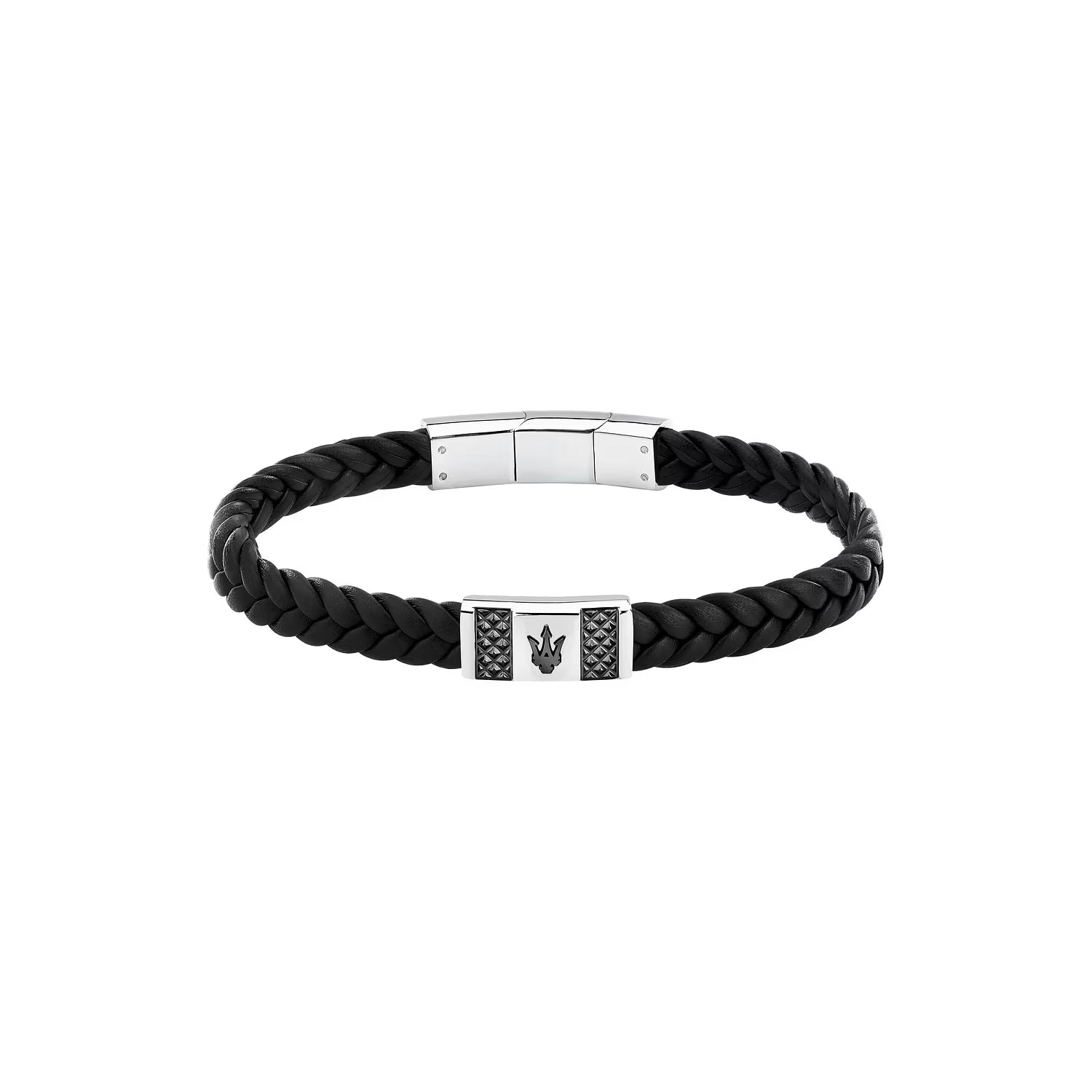 MASERATI MEN'S JEWELS BLACK LEATHER BRACELET
