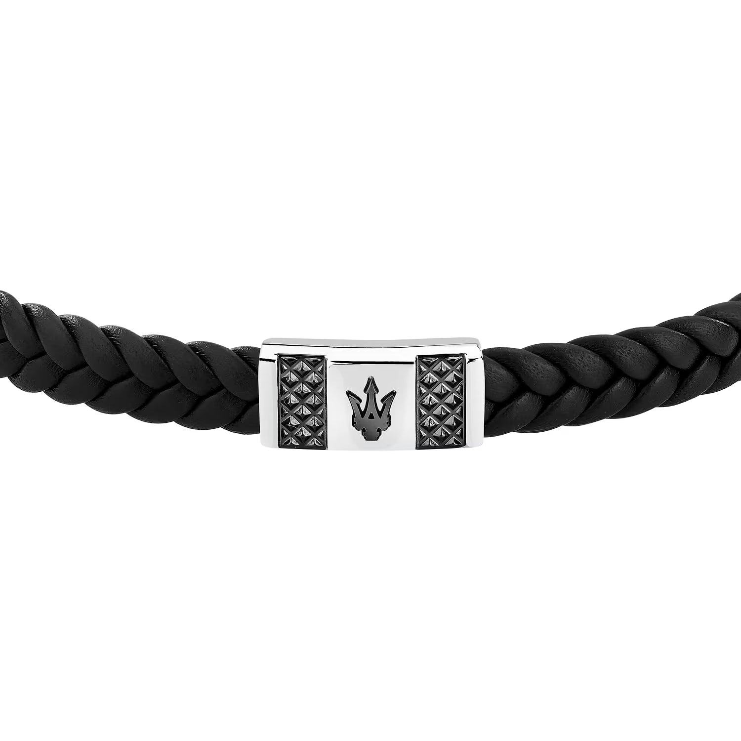 MASERATI MEN'S JEWELS BLACK LEATHER BRACELET