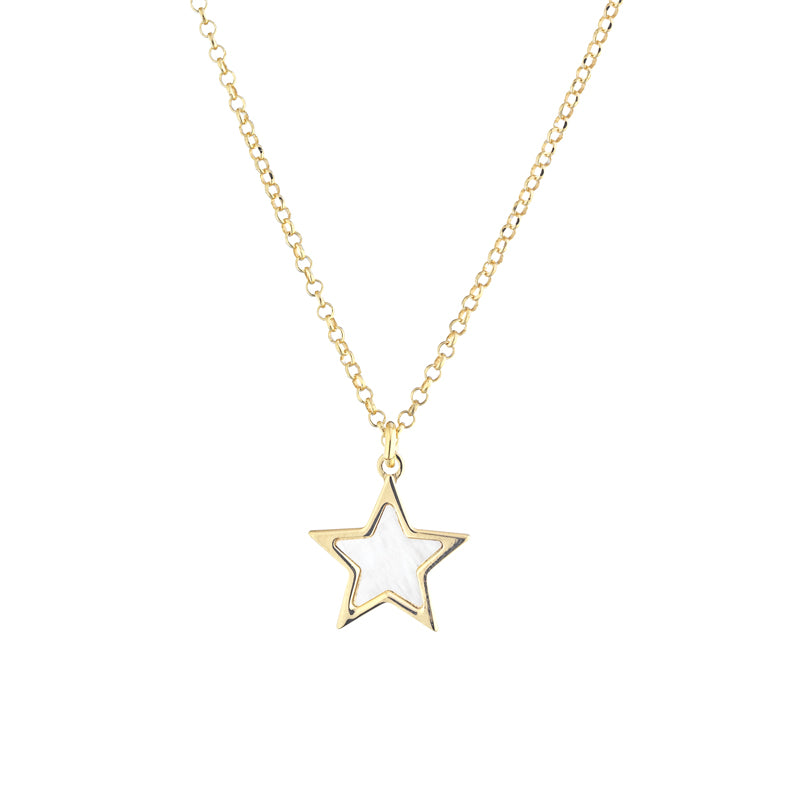 COLLANA STELLA IN ARGENTO GOLD E MADREPERLA