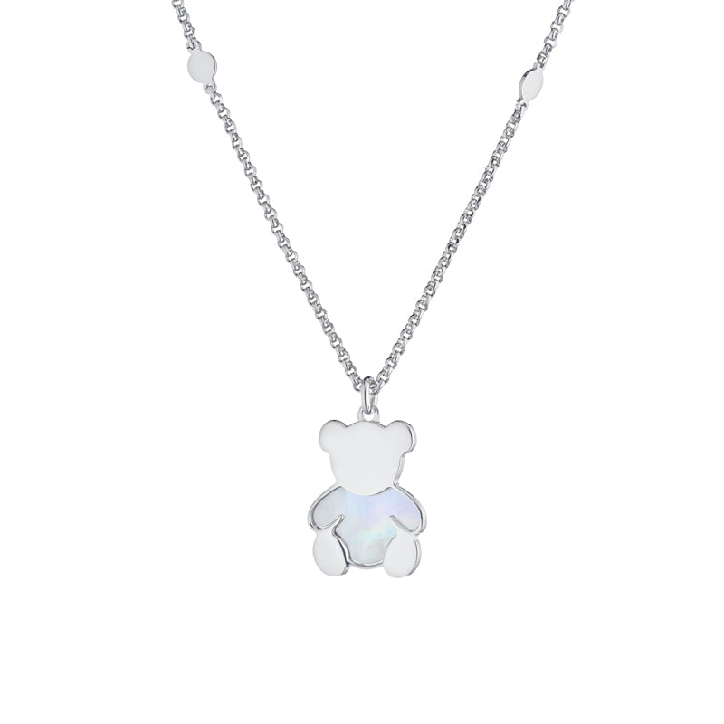 COLLANA ORSETTO IN ARGENTO SILVER E MADREPERLA