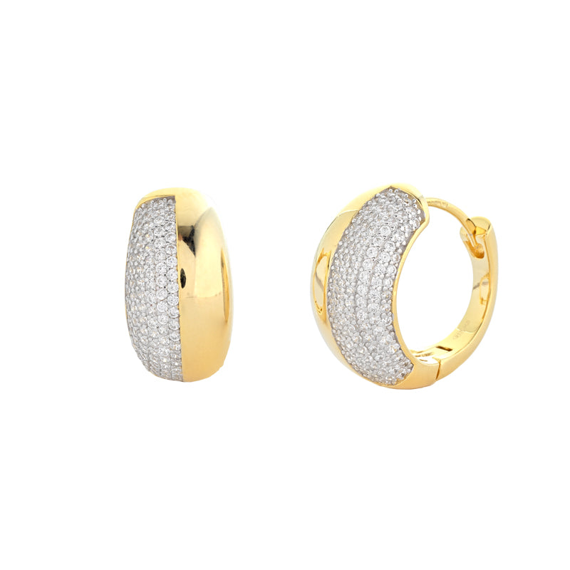 ORECCHINI CERCHIETTO IN ARGENTO GOLD E ZIRCONI