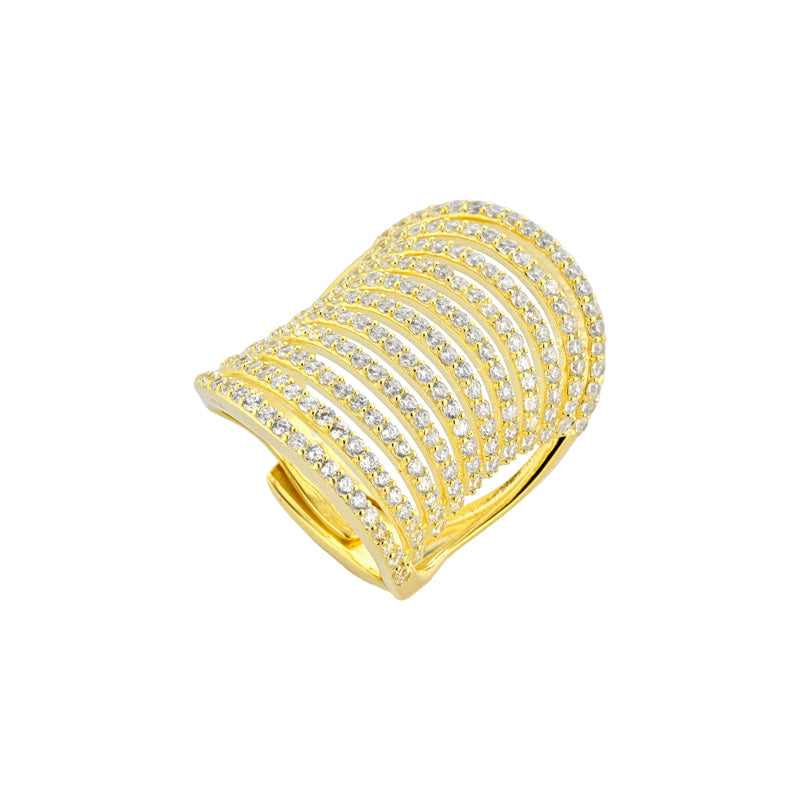 ANELLO FASCIA IN ARGENTO GOLD CON ZIRCONI