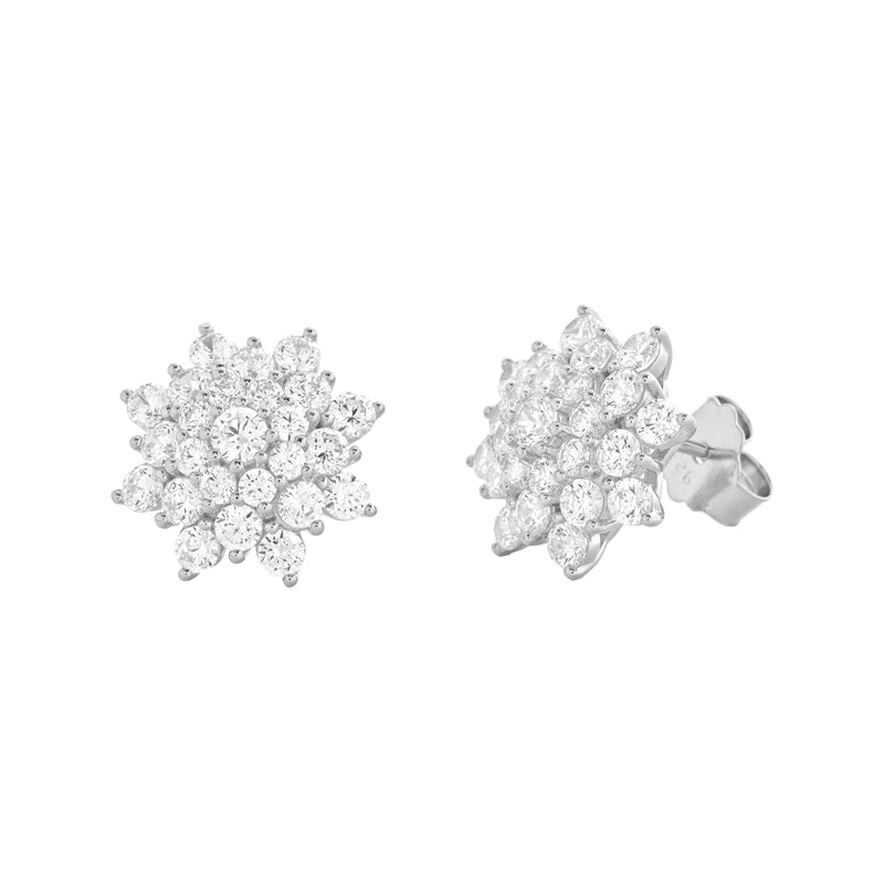 ORECCHINI FIORE IN ARGENTO SILVER E ZIRCONI