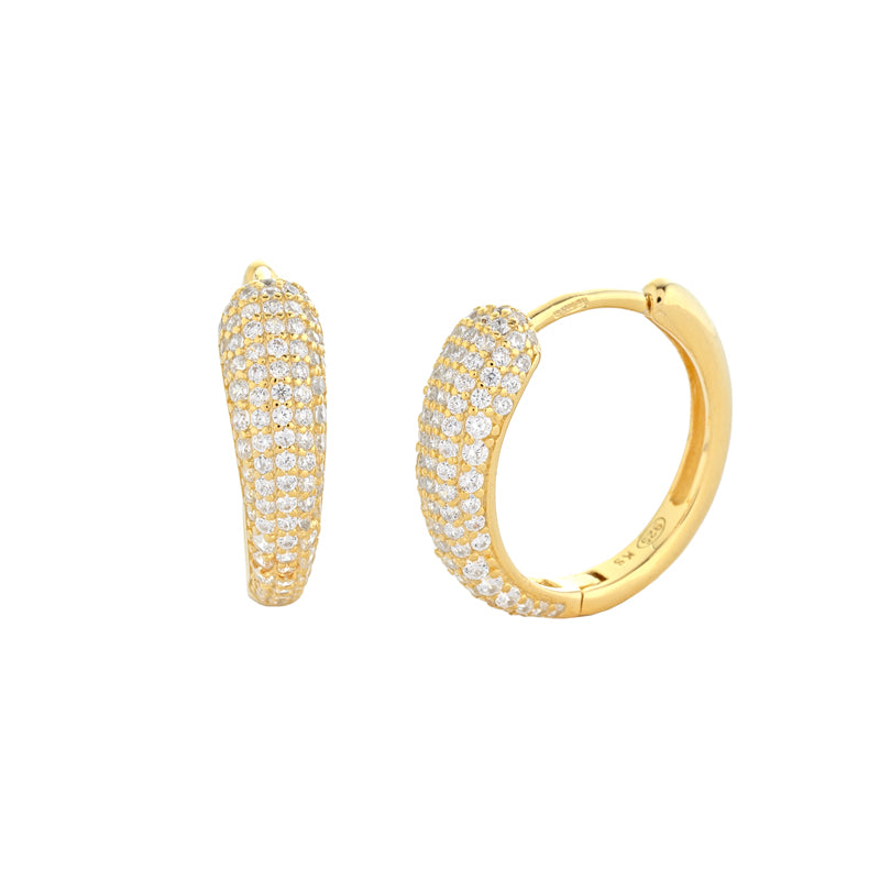 ORECCHINI CERCHIETTO IN ARGENTO GOLD E ZIRCONI