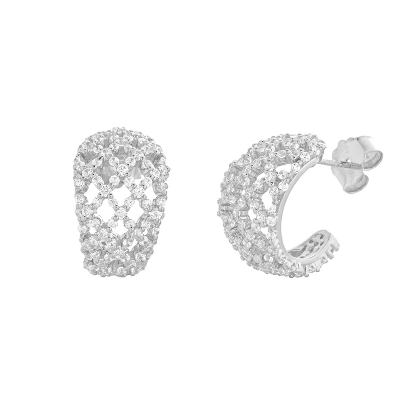 ORECCHINI SEMICERCHIO IN ARGENTO SILVER E ZIRCONI