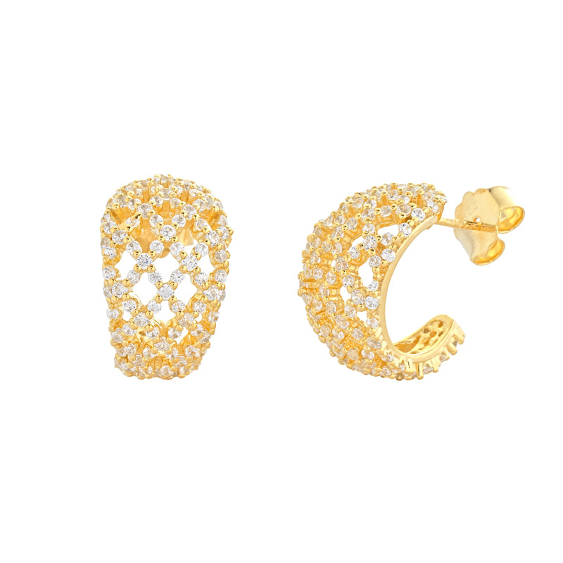 ORECCHINI SEMICERCHIO IN ARGENTO GOLD E ZIRCONI