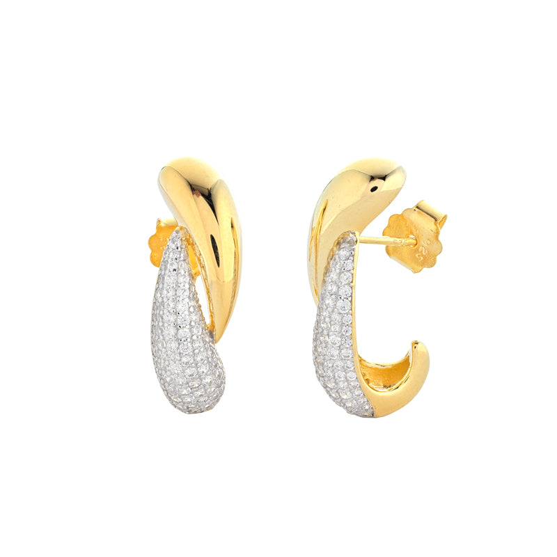 ORECCHINI DOPPIA GOCCIA IN ARGENTO GOLD E ZIRCONI