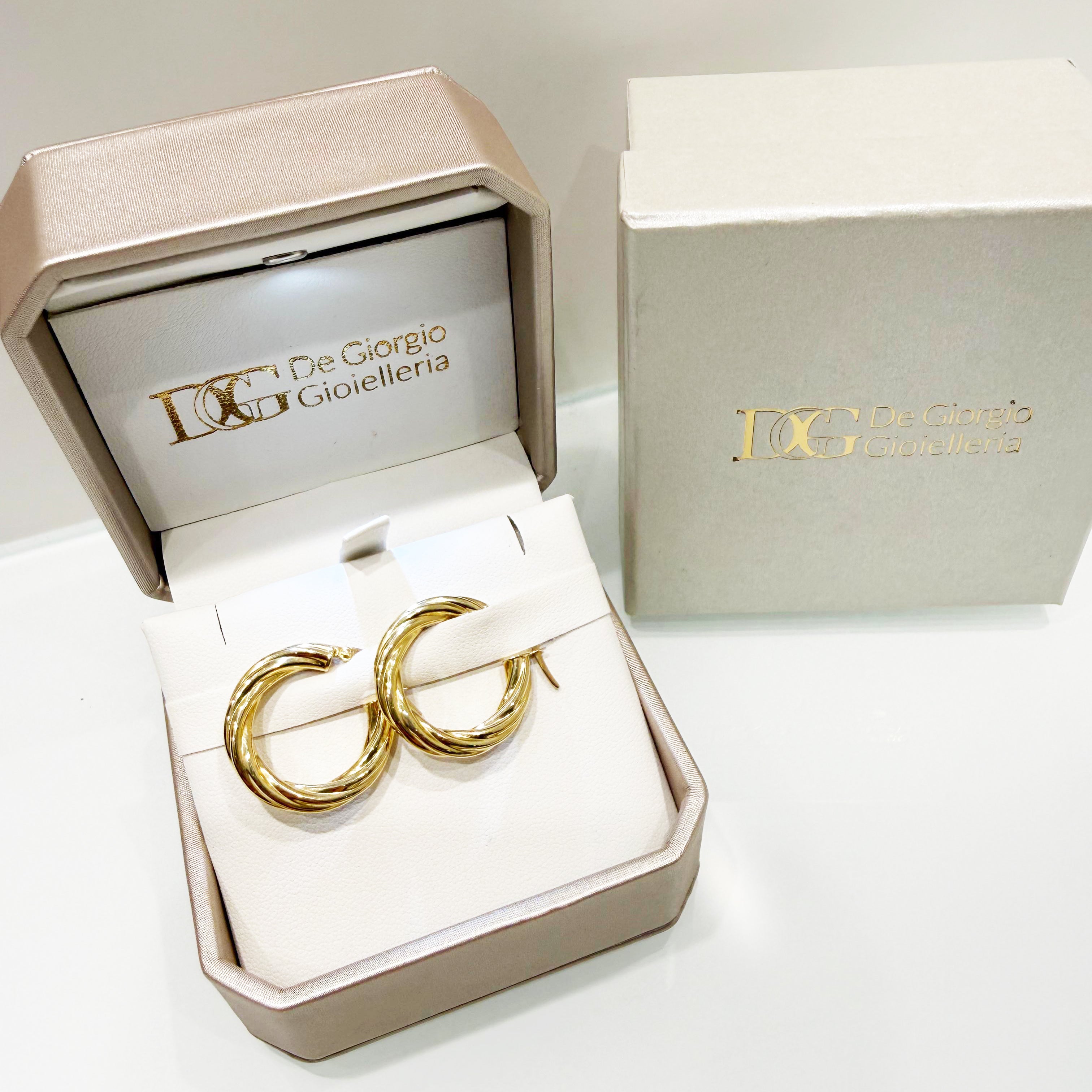 Orecchini a cerchio torchon in oro giallo 18KT (750) – Made in Italy