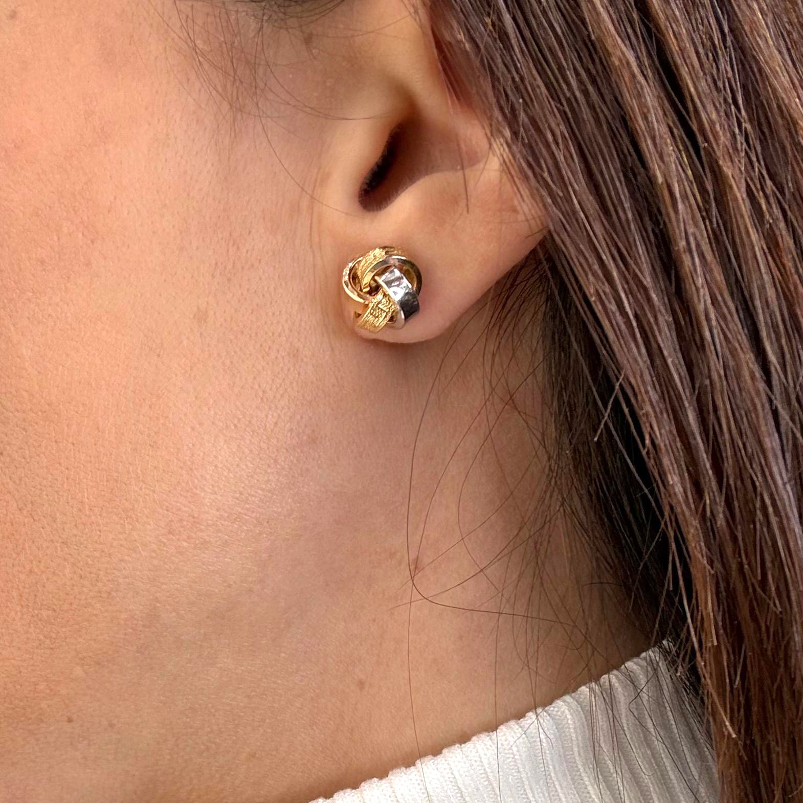 Orecchini a nodo in oro tricolore 18KT (750) - Made in Italy