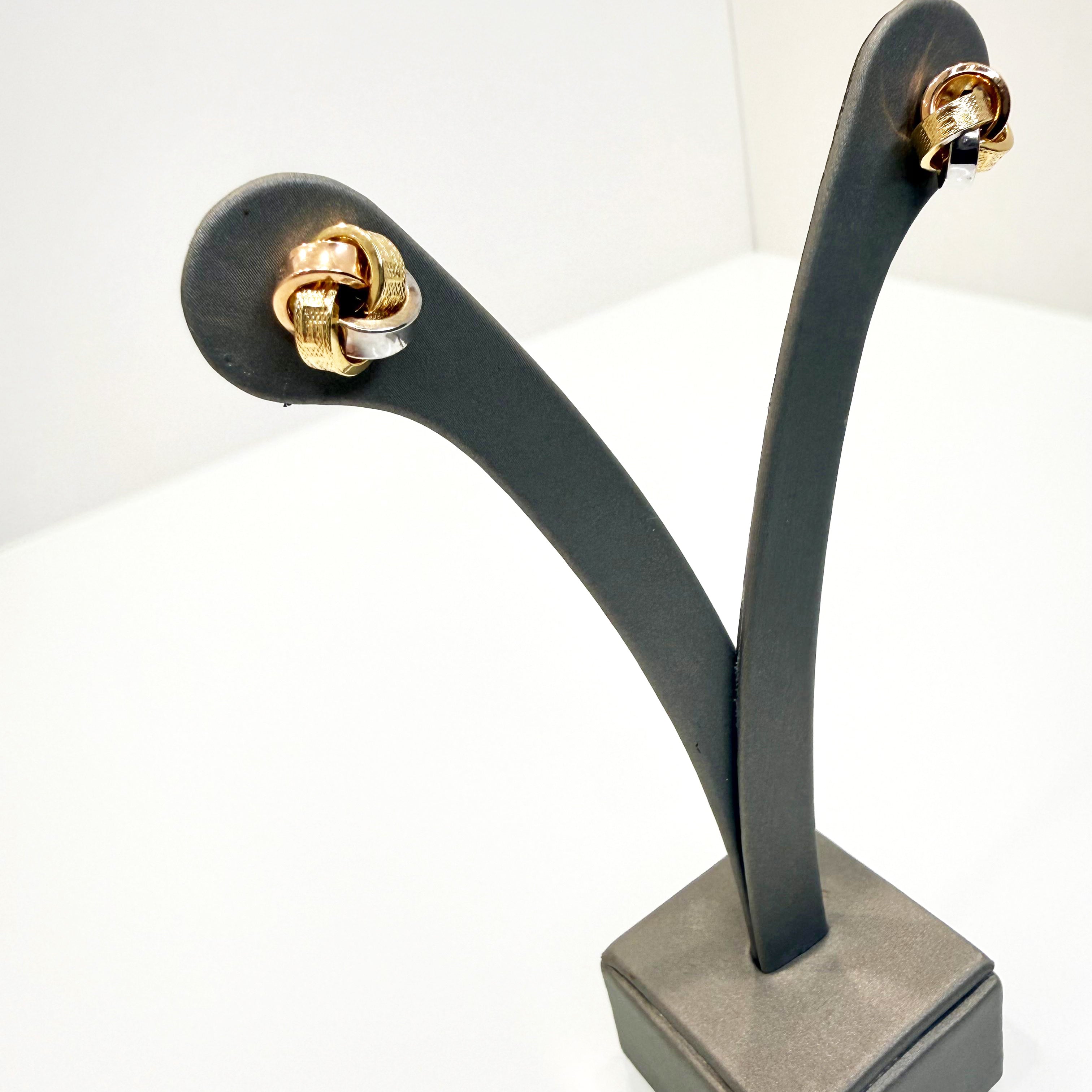 Orecchini a nodo in oro tricolore 18KT (750) - Made in Italy