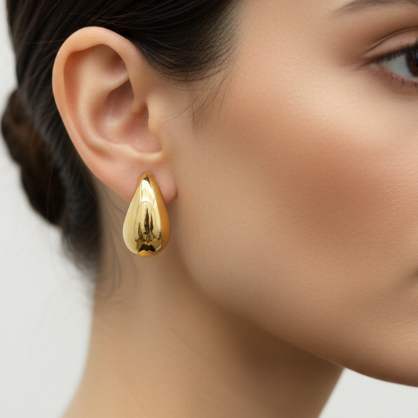 Orecchini goccia bombata in oro giallo 18KT (750) – Made in Italy