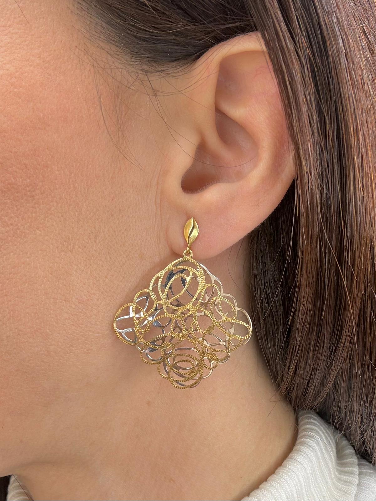 Orecchini pendenti in oro giallo e bianco 18KT (750)